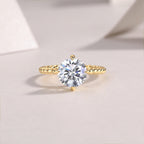 Solitaire Diamond Ring VVS Moissanite S925 Silver Gold Plated