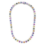 10K Gold Cluster Tennis Rainbow Gemstone Chain