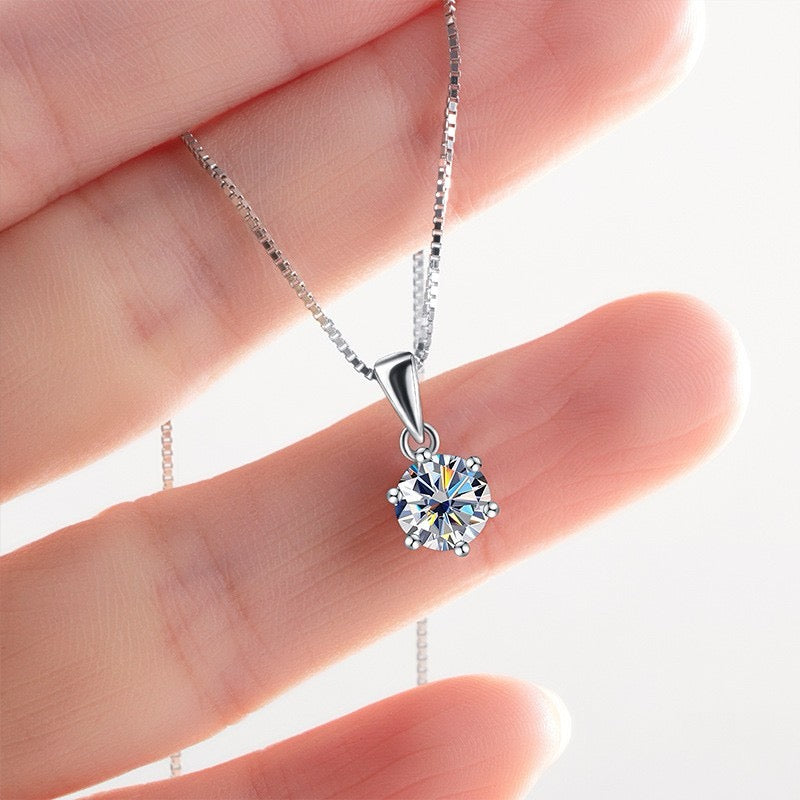 925 Silver Round Moissanite pendant
