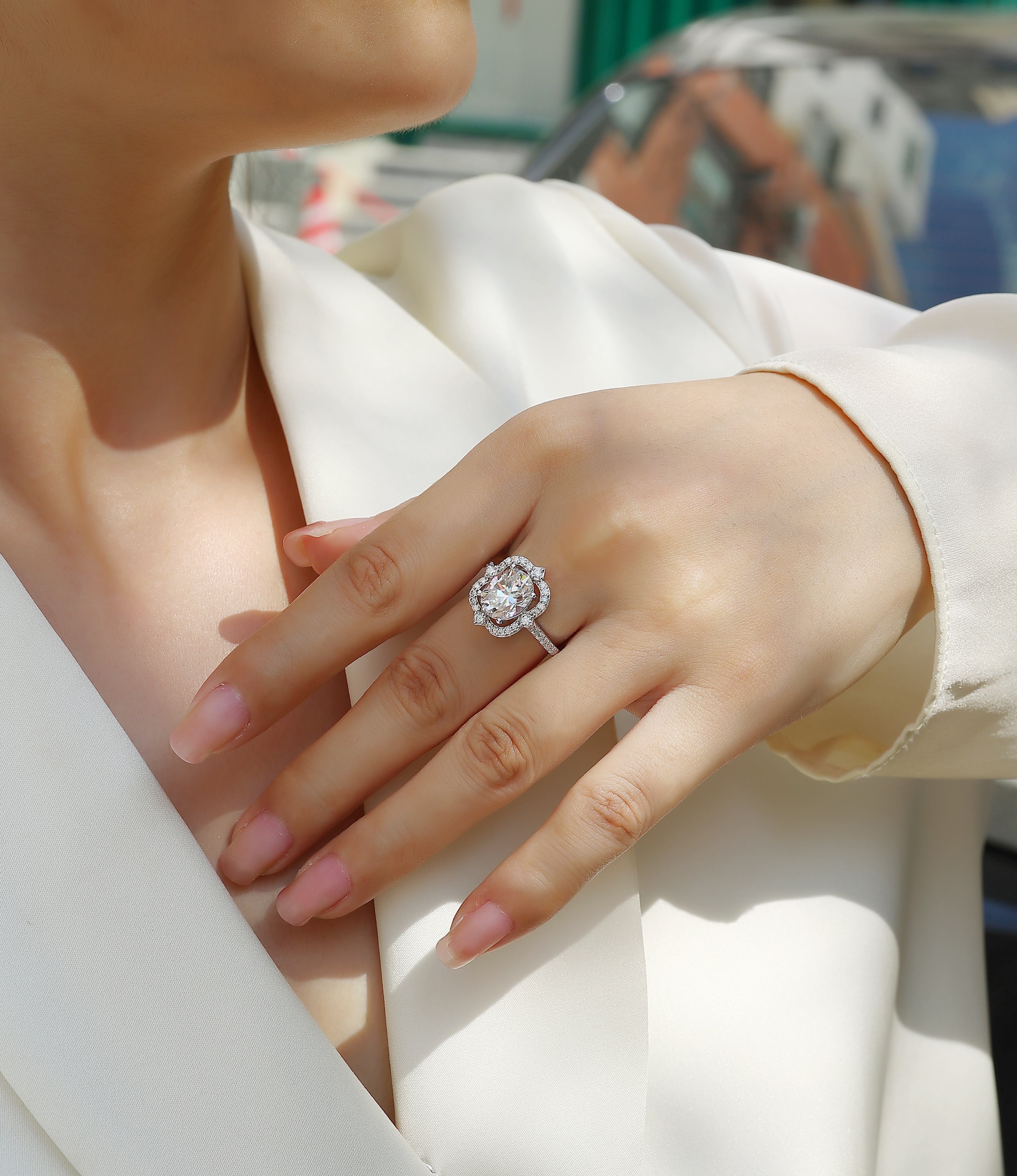 Camellia - A Fashionable Jewelry Ring With Moissanite S925 Sterling Silver