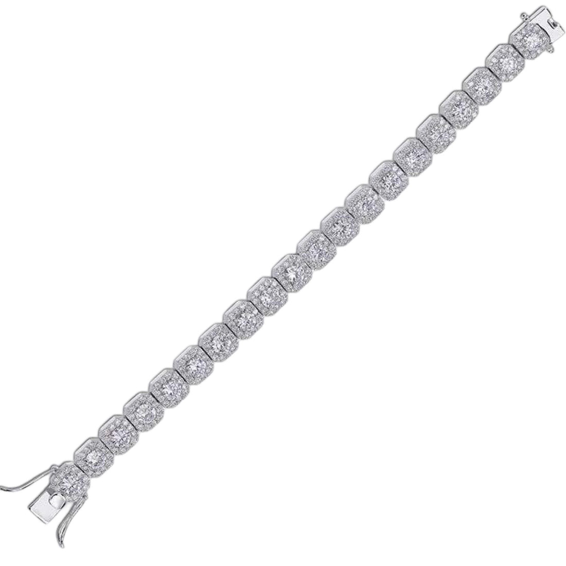 10MM 925 Moissanite Cluster Tennis Bracelet