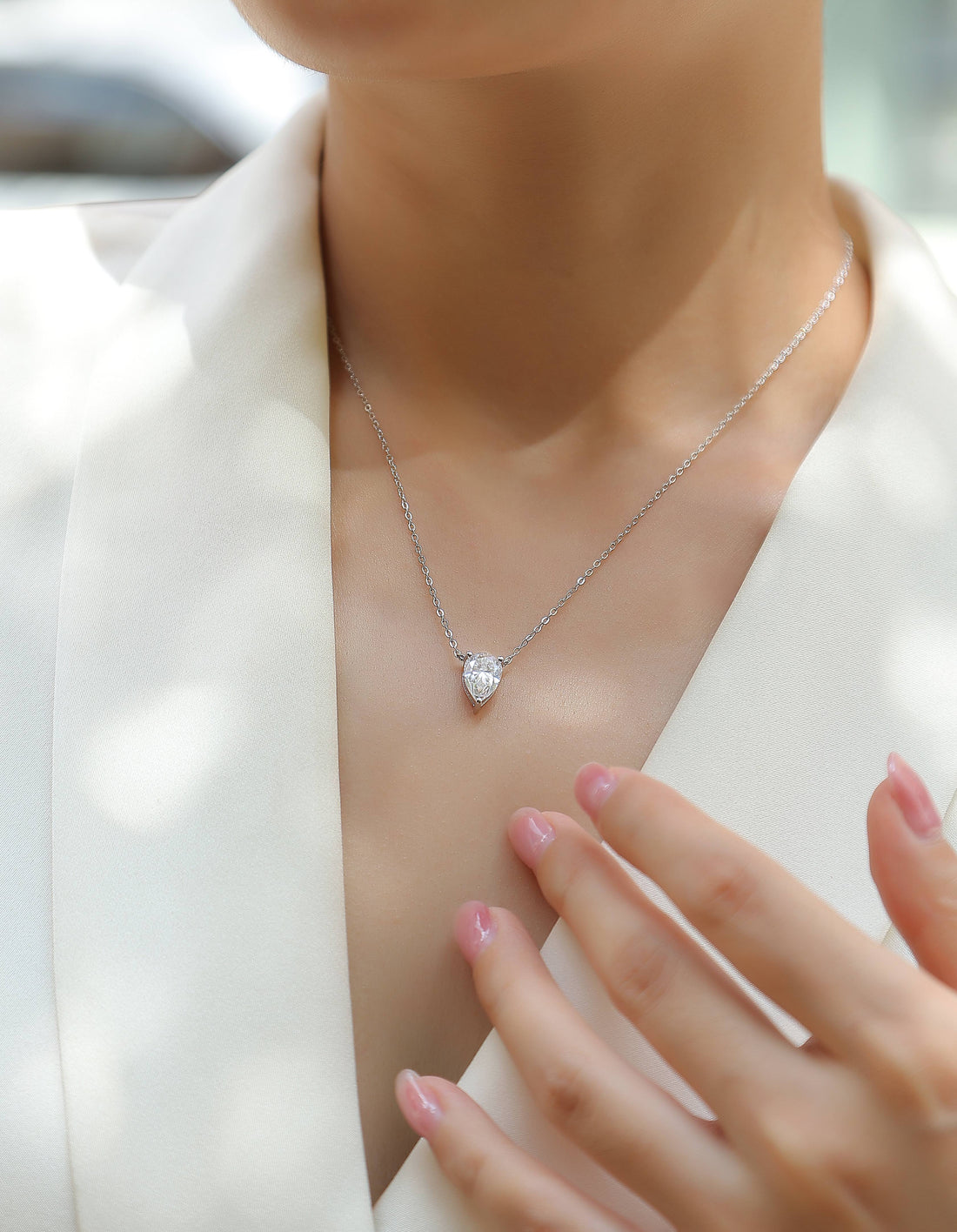 Pearl Cut VVS Moissanite - Fashionable Jewelry Pendant Set With Moissanite S925 Sterling Silver And Platinum-plated Diamond, Moissanite Silver Jewelry