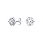 2 Carat Halo Round Diamond Stud Earrings