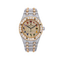Two Tone Yellow Gold Arabic Numeral Moissanite Watch