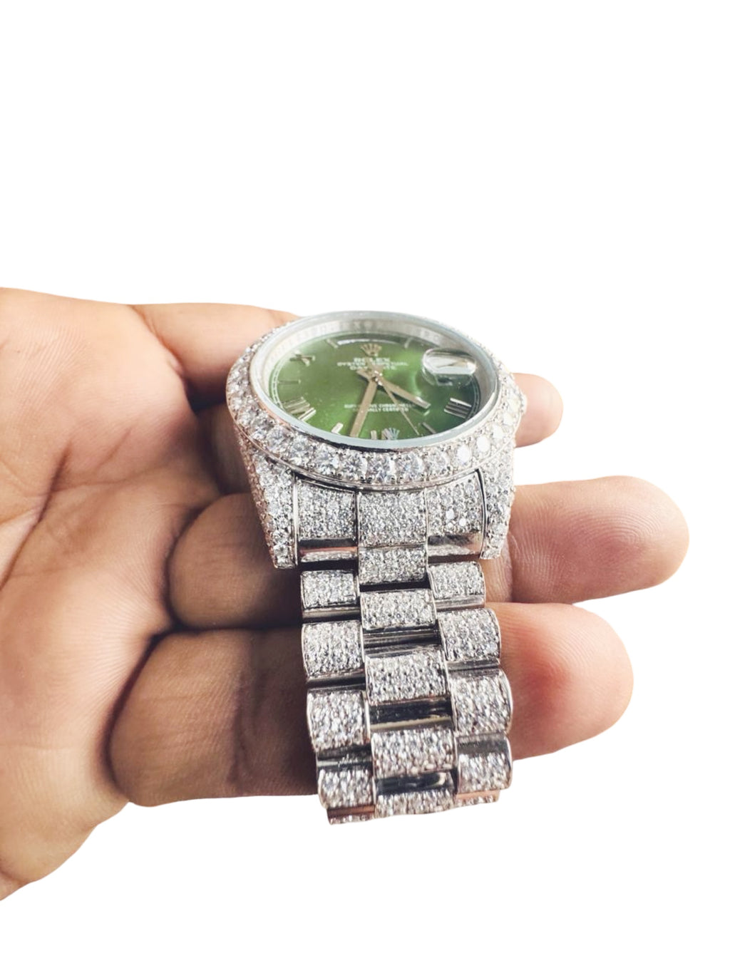 Rolex Green Dial Moissanite Watch