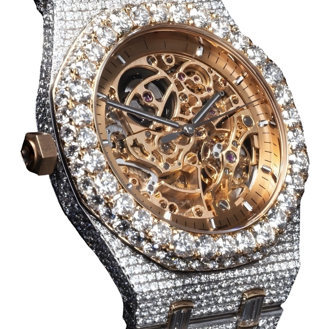 Moissanite Skeleton Watch Bust Down