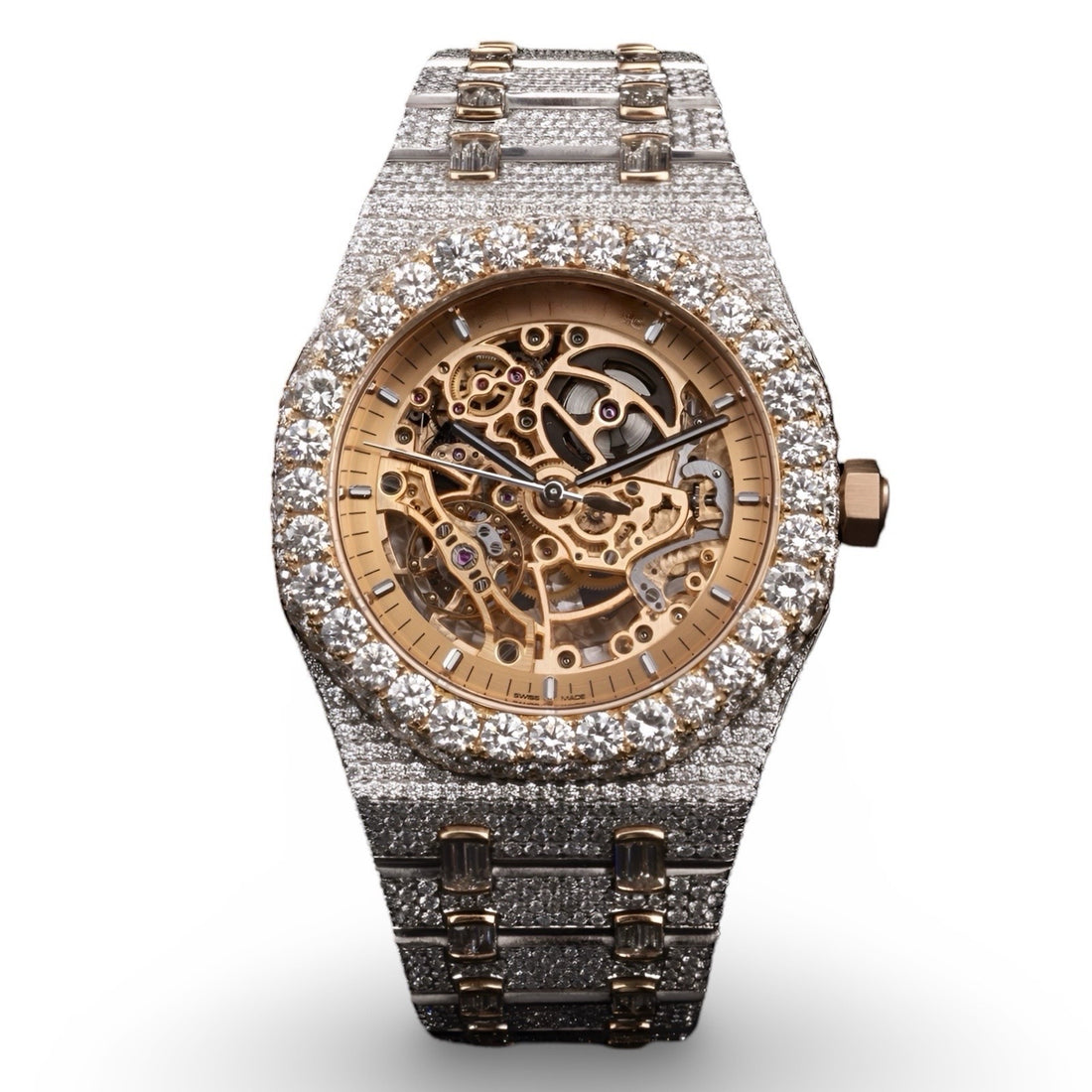 Moissanite Skeleton Watch Bust Down