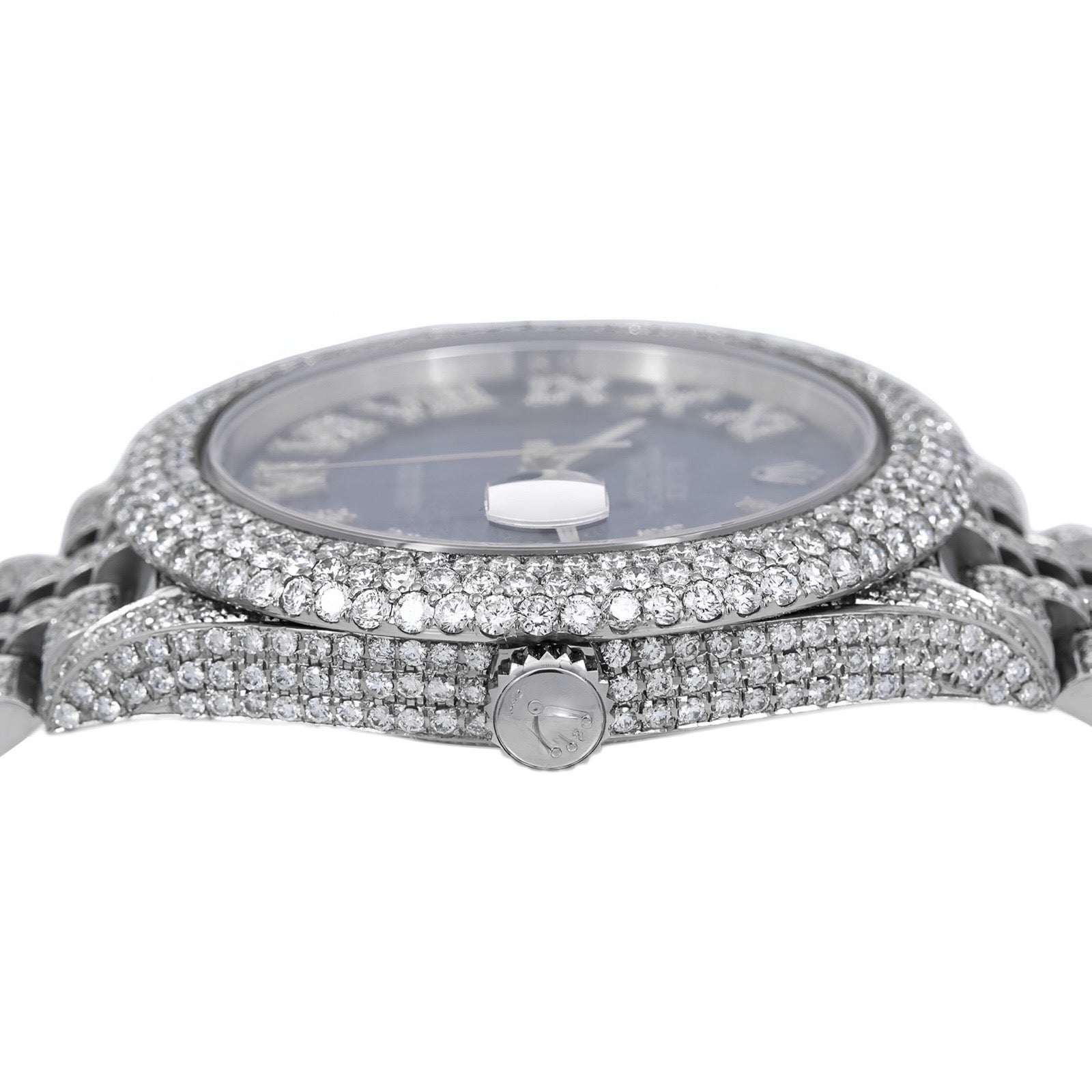 Rolex Roman Numeral Moissanite Watch