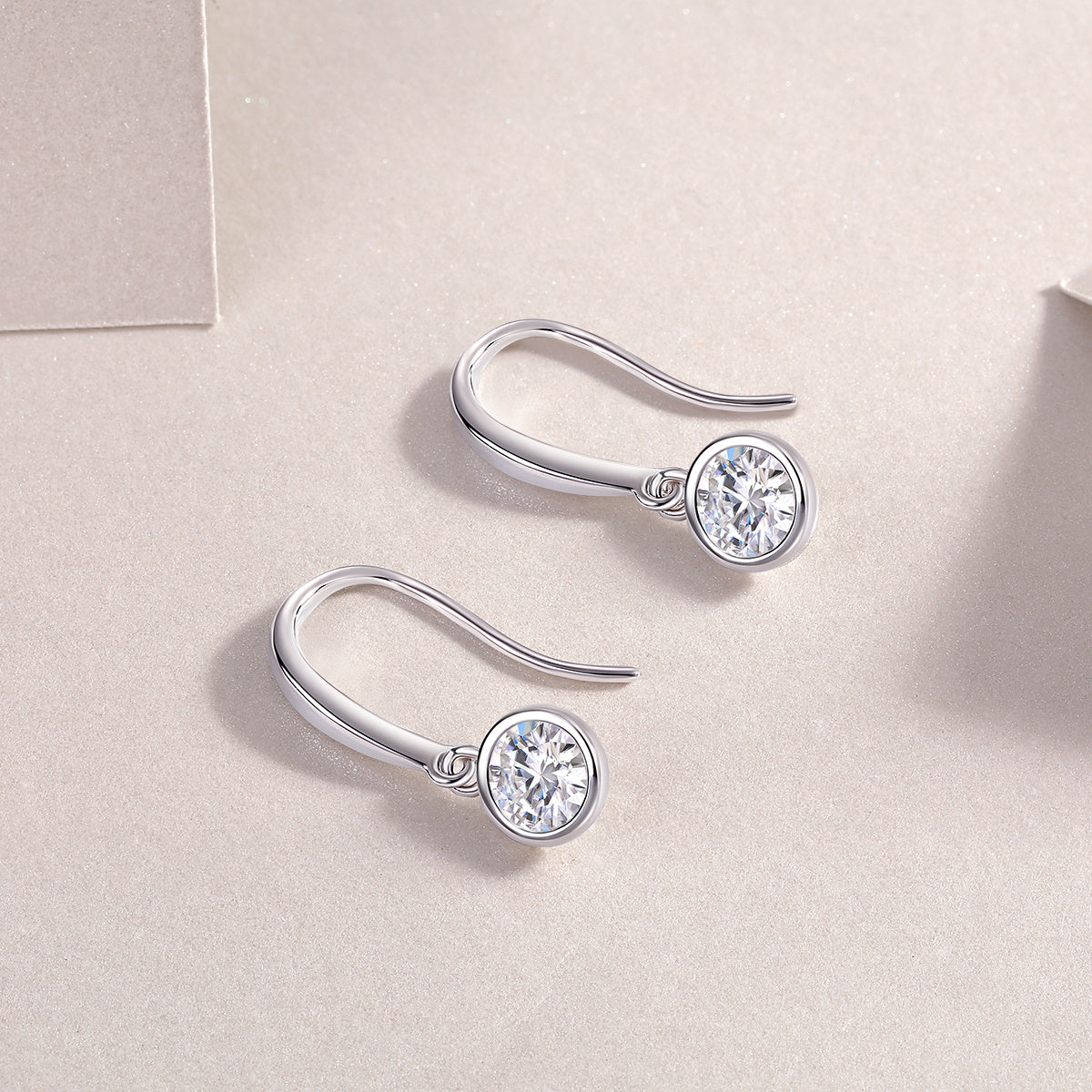 Solitaire Stud Earrings Set With Moissanite S925 Sterling Silver Platinum Plated
