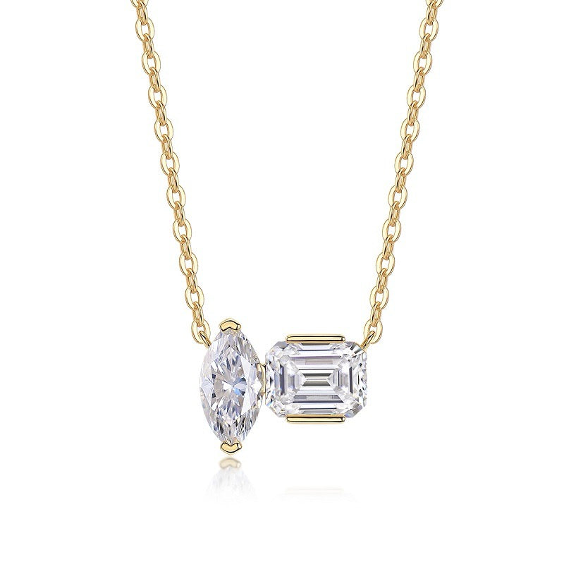 Marquis Radiant Cut VVS Moissanite pendant Set 925 Silver Gold Plated