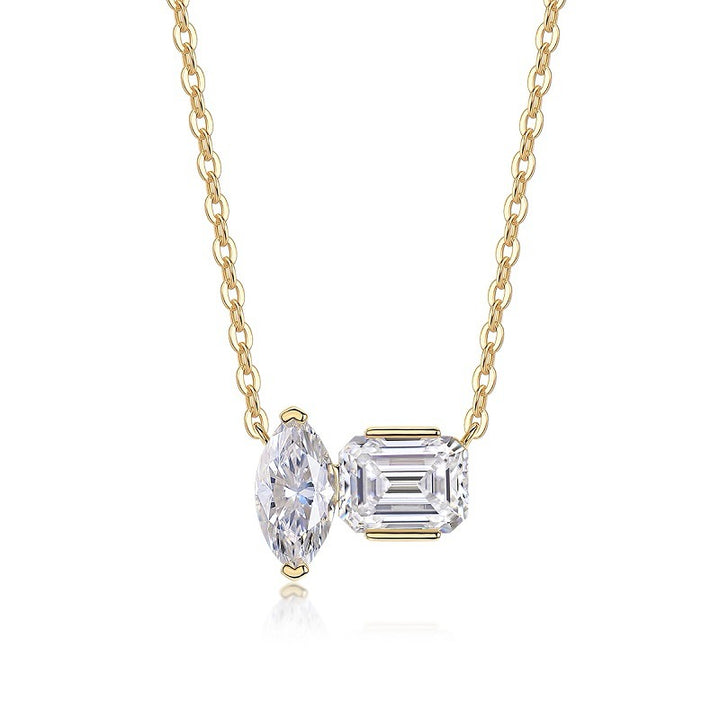 Marquis Radiant Cut VVS Moissanite pendant Set 925 Silver Gold Plated