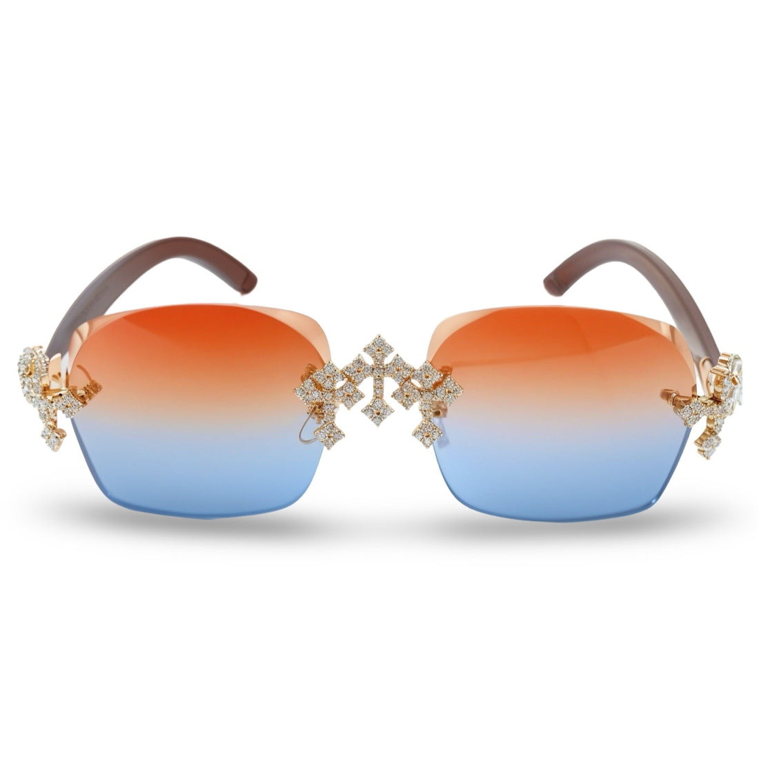 925 Moissanite Cross Rimless Sunglasses