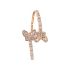 10K Gold Baguette Diamond Butterflies Bangle