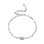 Princess Cut VVS Moissanite Diamond Silver Bracelet