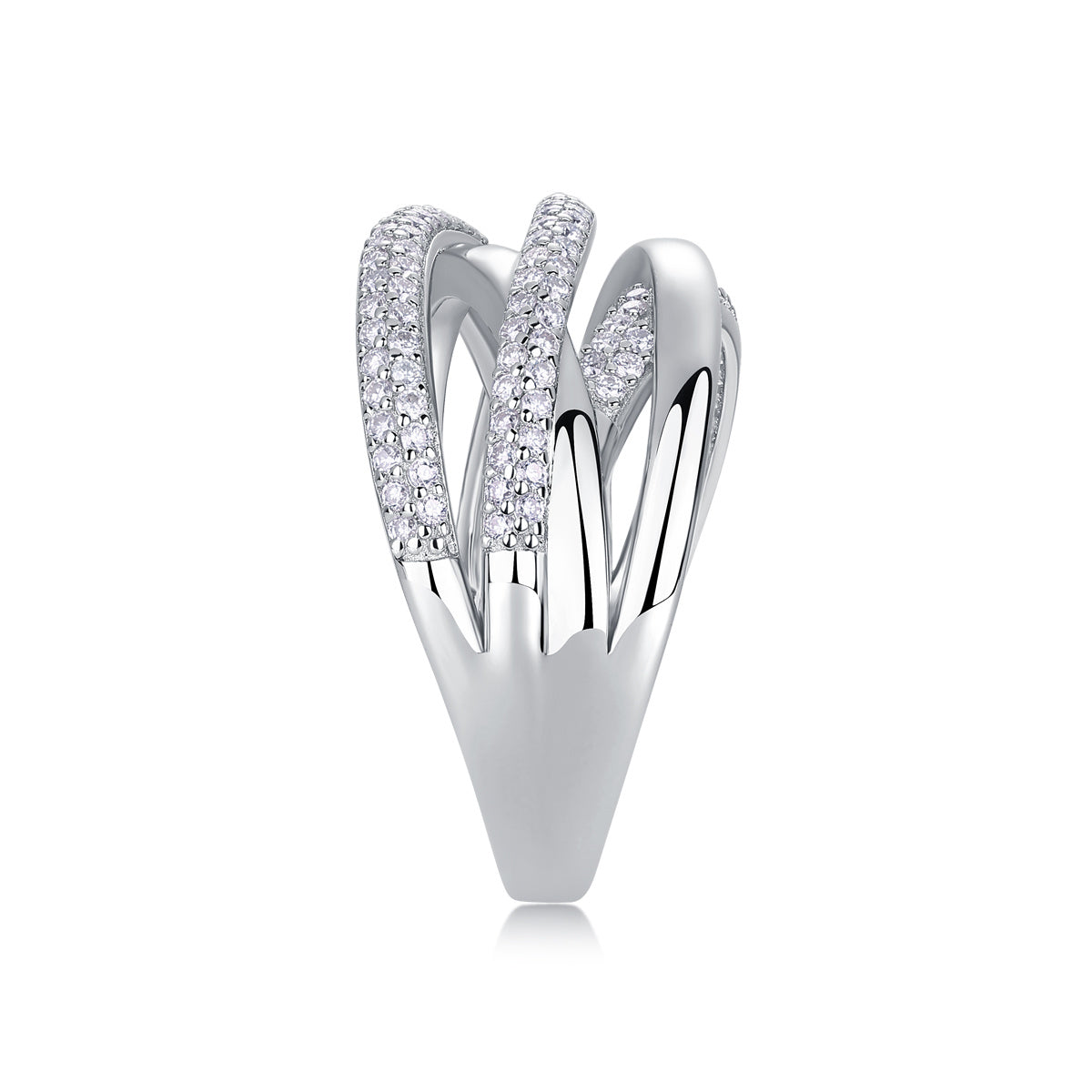 Brilliant Interweaving Diamond Ring Set With Moissanite S925 Sterling Silver And Platinum-plated