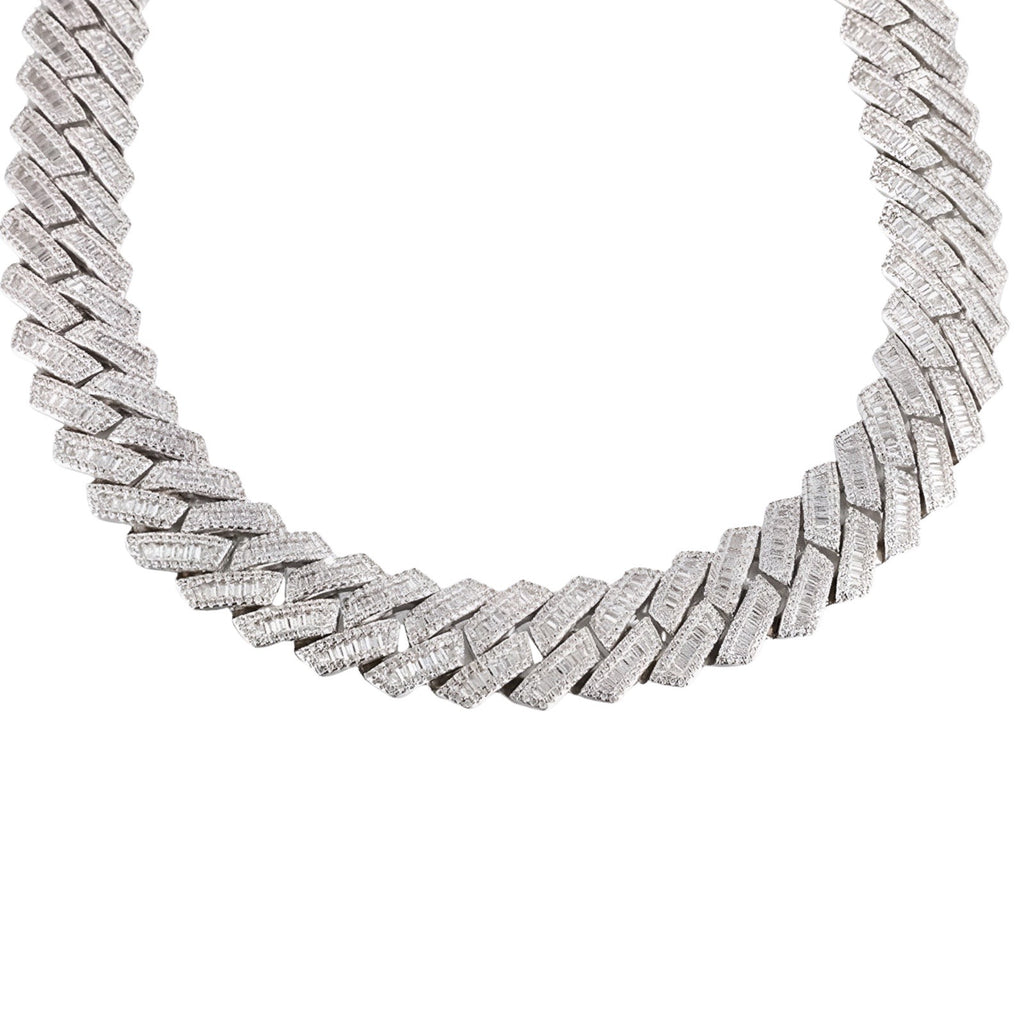14mm vvs baguette Moissanite Cuban Link Chain