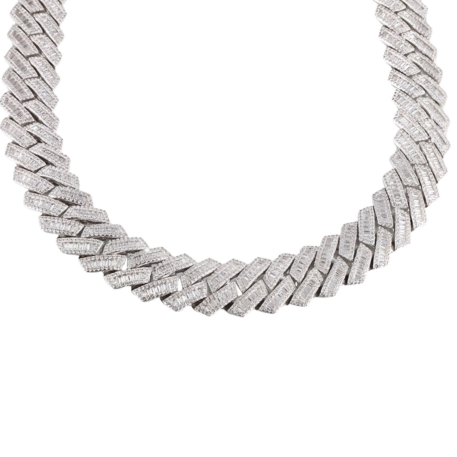 14mm vvs baguette Moissanite Cuban Link Chain