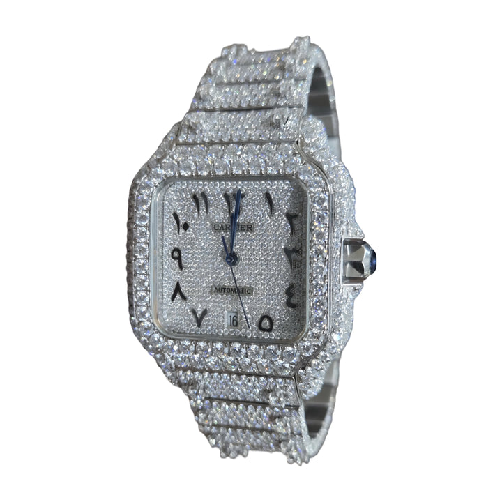 Cartier Santos Arebic Numeral Moissanite Watch