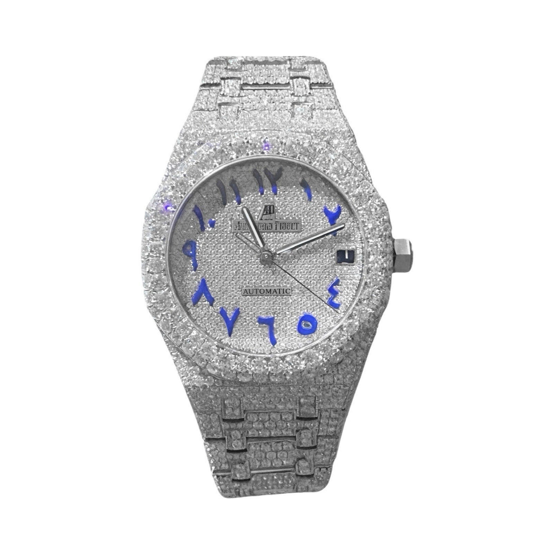 Blue Arabic Numeral Moissanite Watch