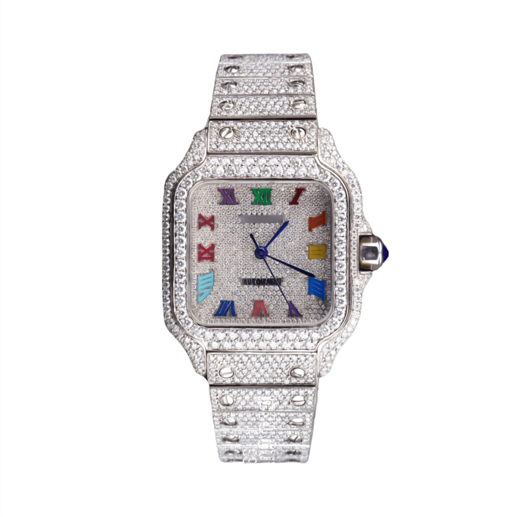 Cartier Rainbow Roman Numeral Moissanite Diamond Watch