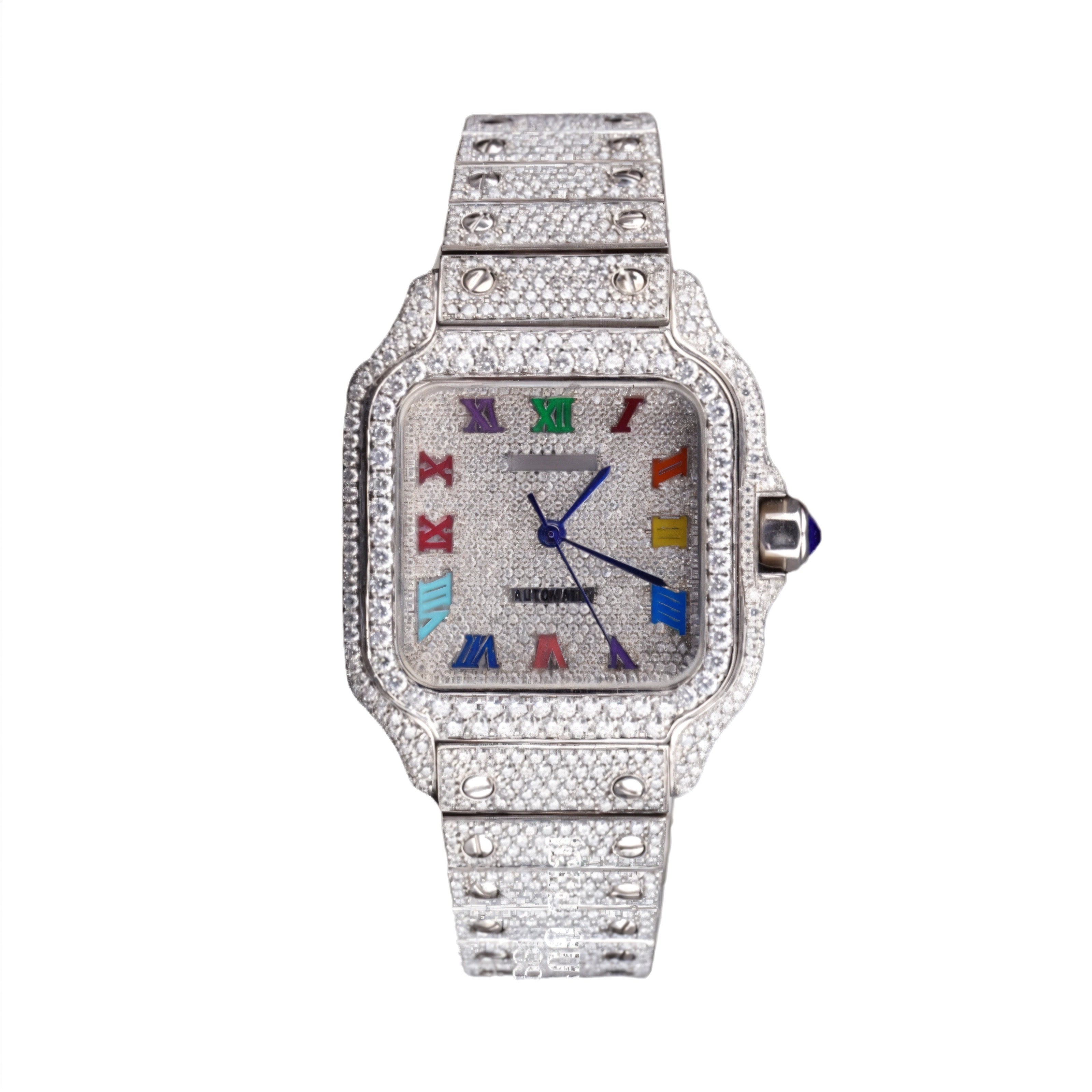 Cartier Rainbow Roman Numeral Moissanite Diamond Watch