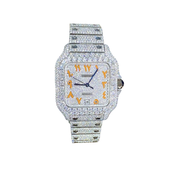 Cartier Santos Arebic Numeral Moissanite Watch