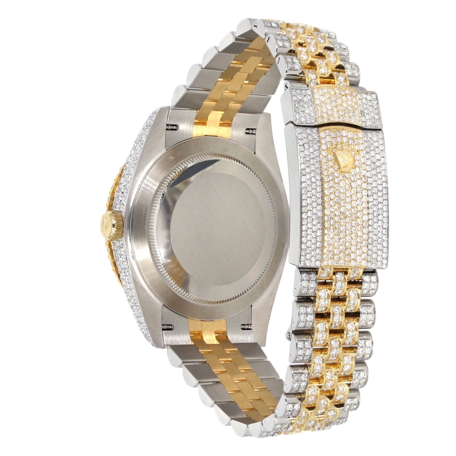 Rolex Green Dial Two Tone Yellow Gold Datejust Moissanite Watch