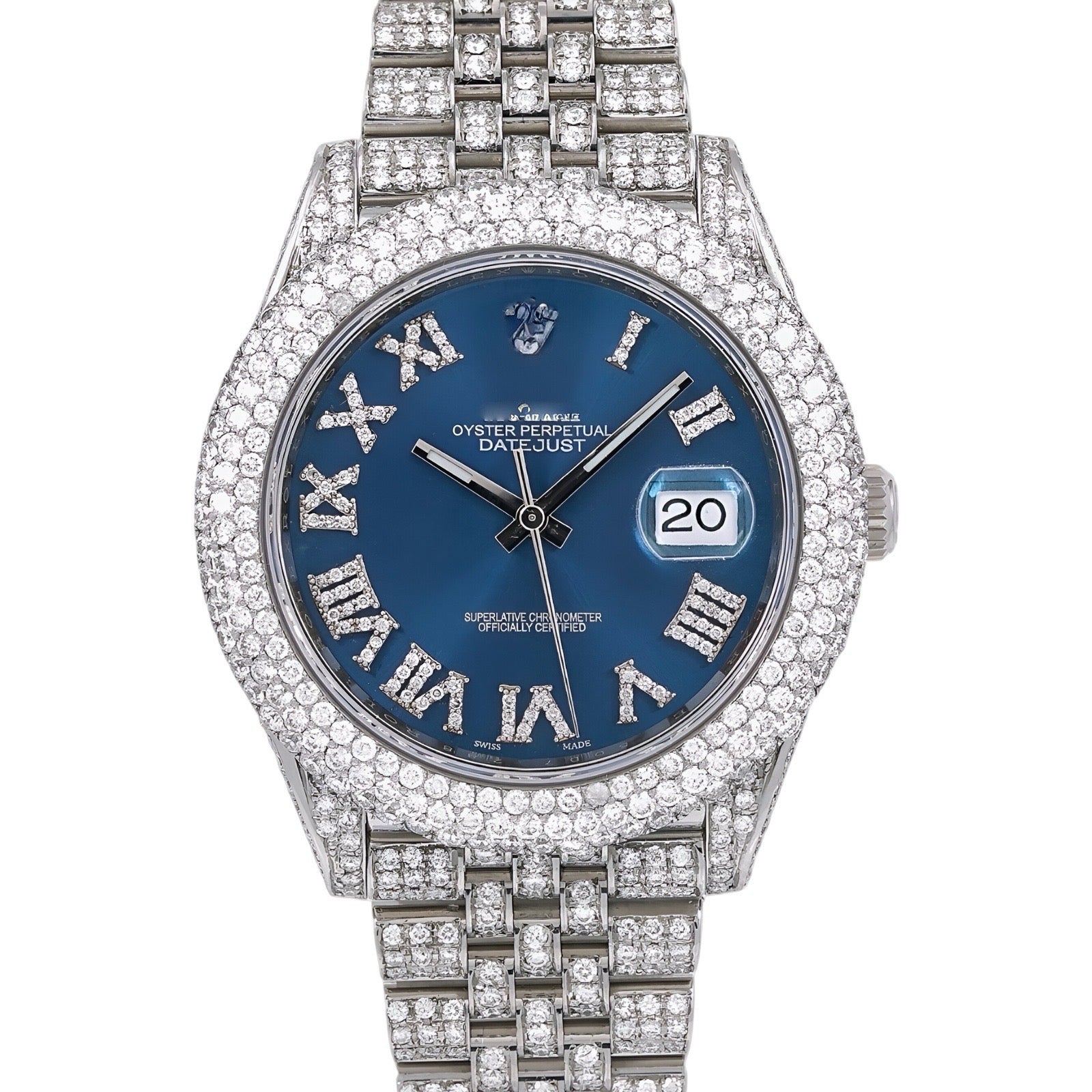 Rolex Roman Numeral Moissanite Watch