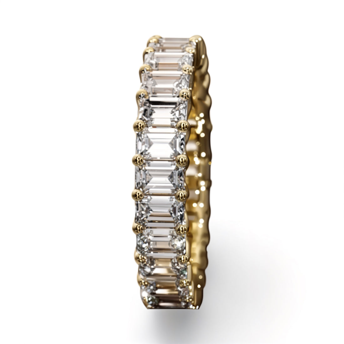 Emerald Cut Diamond Eternity band 10K Gold