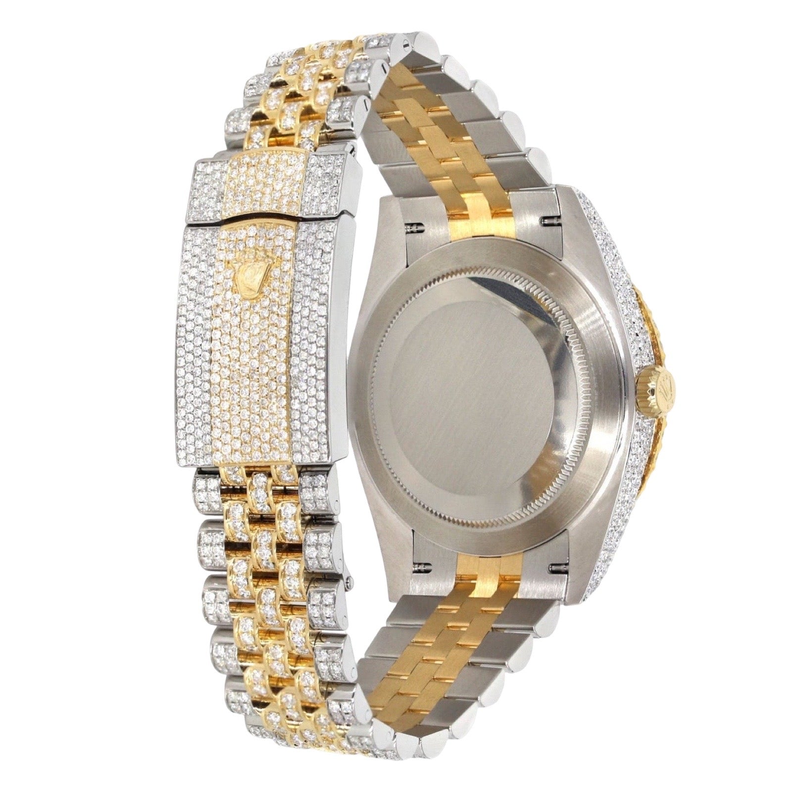 Rolex Two Tone Yellow Gold Moissanite Watch