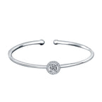 Single Halo Diamond Bangle. 925 Silver