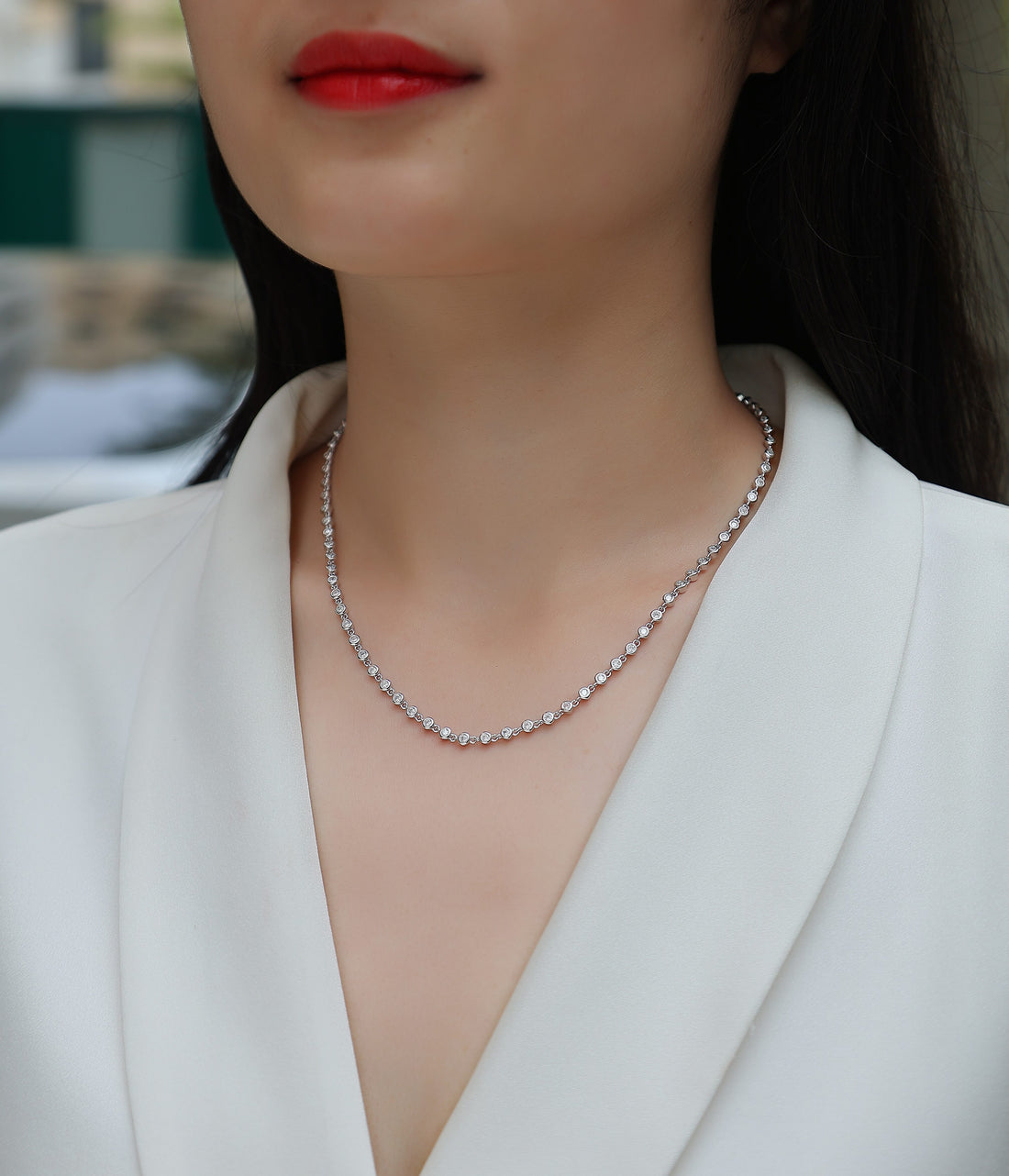 Round Diamond Necklace S925 Silver
