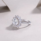 Sunflower Ring Set With 3-carat Moissanite S925 Sterling Silver And Platinum Plated