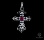 Natural Ruby 925 Moissanite Cross Pendant