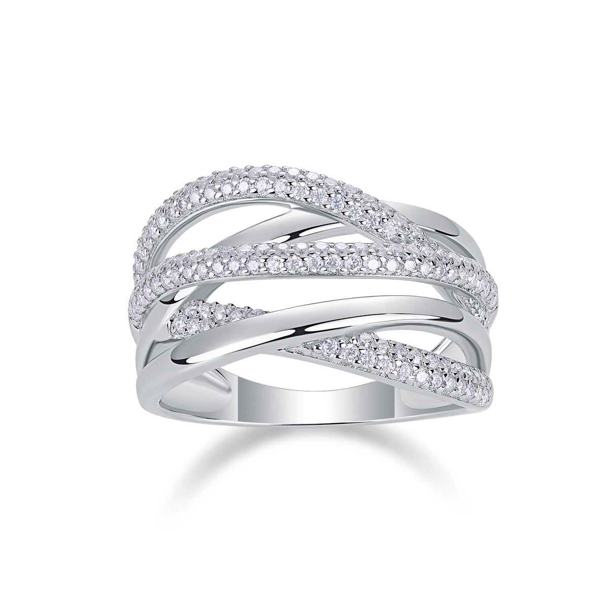 Brilliant Interweaving Diamond Ring Set With Moissanite S925 Sterling Silver And Platinum-plated