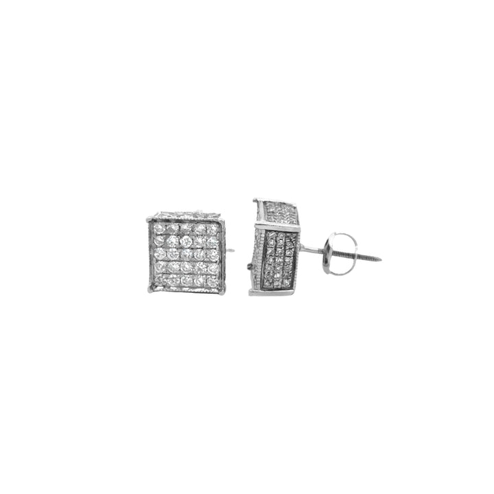 Square Halo Stud Earrings 10K Gold Lab Diamonds