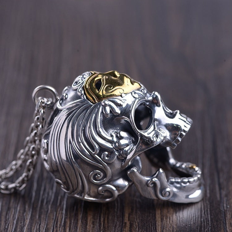 Vintage Craft Skull Silver Pendant