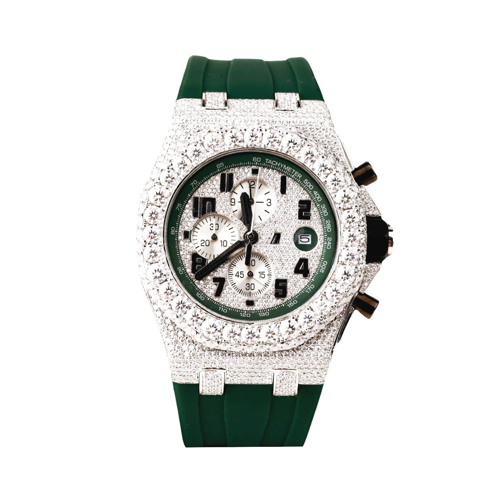 Green Strap Moissanite Watch