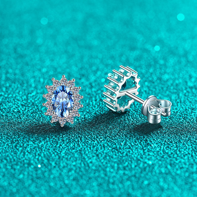 Blue Diamond VVS Moissanite S925 Silver Platinum Plated