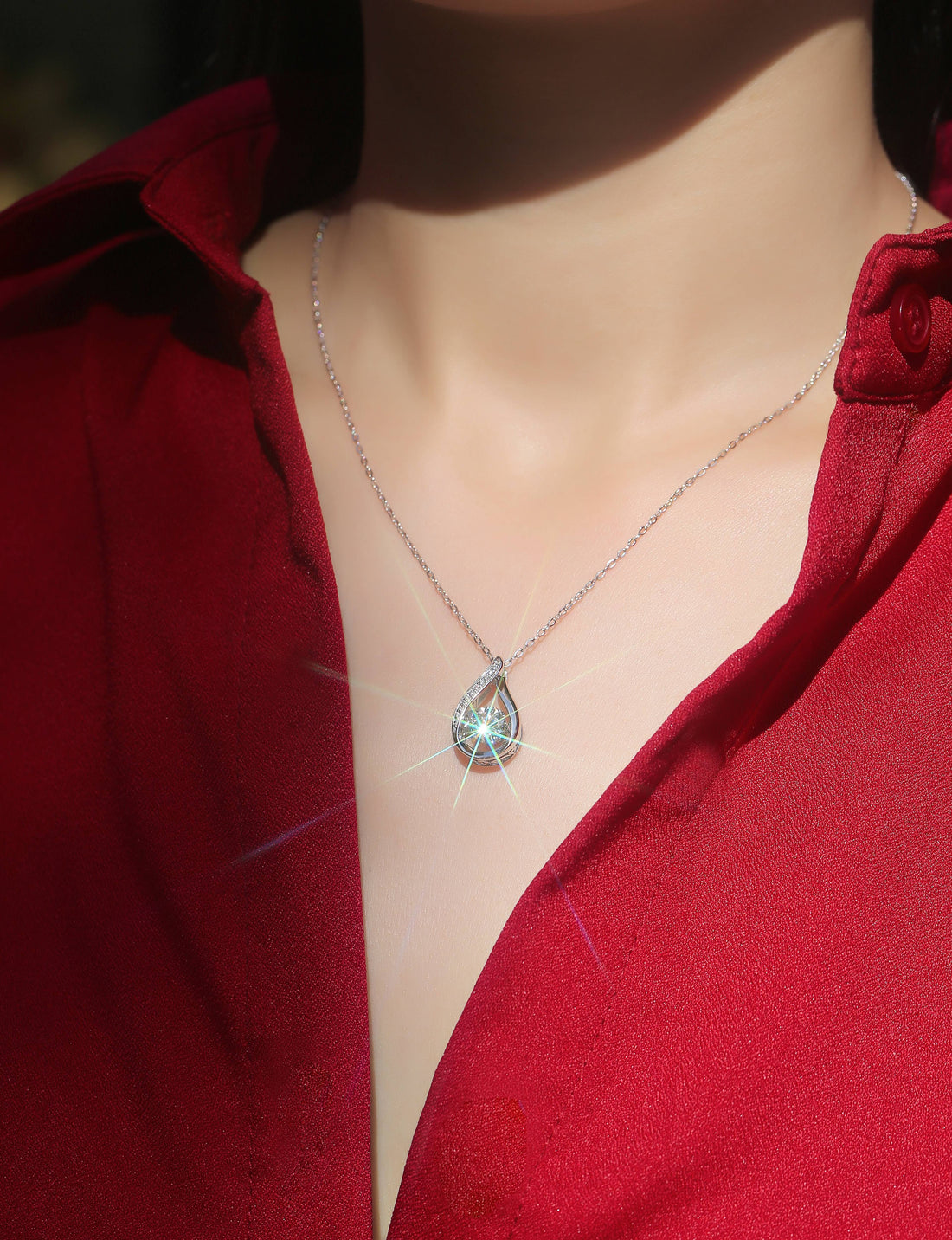 Heartbeat Diamond Pendant Necklace Set With Moissanite Diamond Silver Ornaments