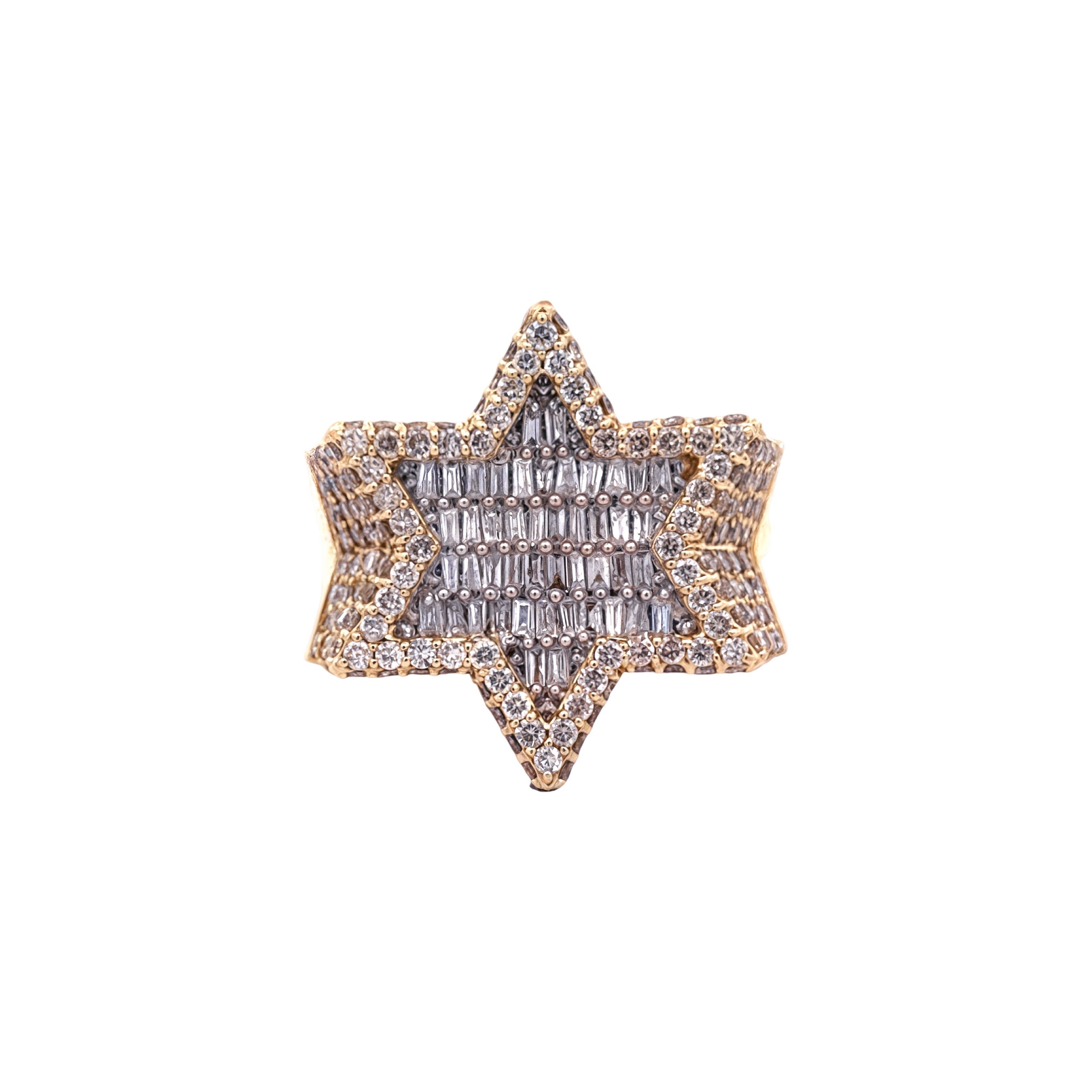 Start Of David Baguette Diamond Ring 10K Gold