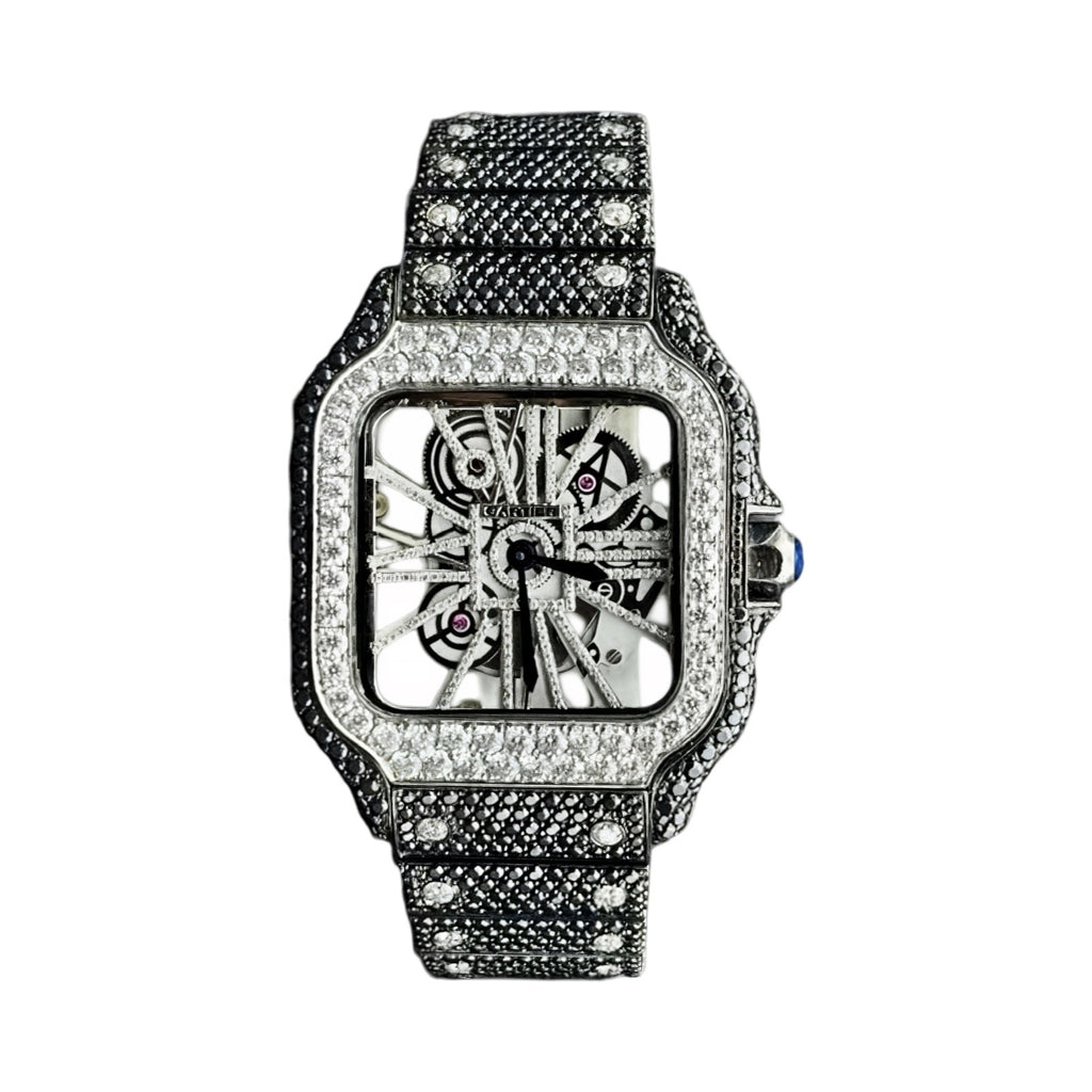 Black Skeleton Moissanite Watch