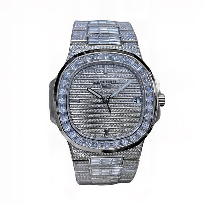 PP Nautilus Baguette Moissanite Watch