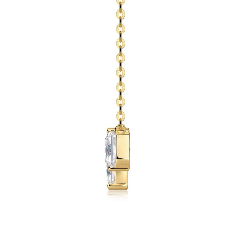 Marquis Radiant Cut VVS Moissanite pendant Set 925 Silver Gold Plated
