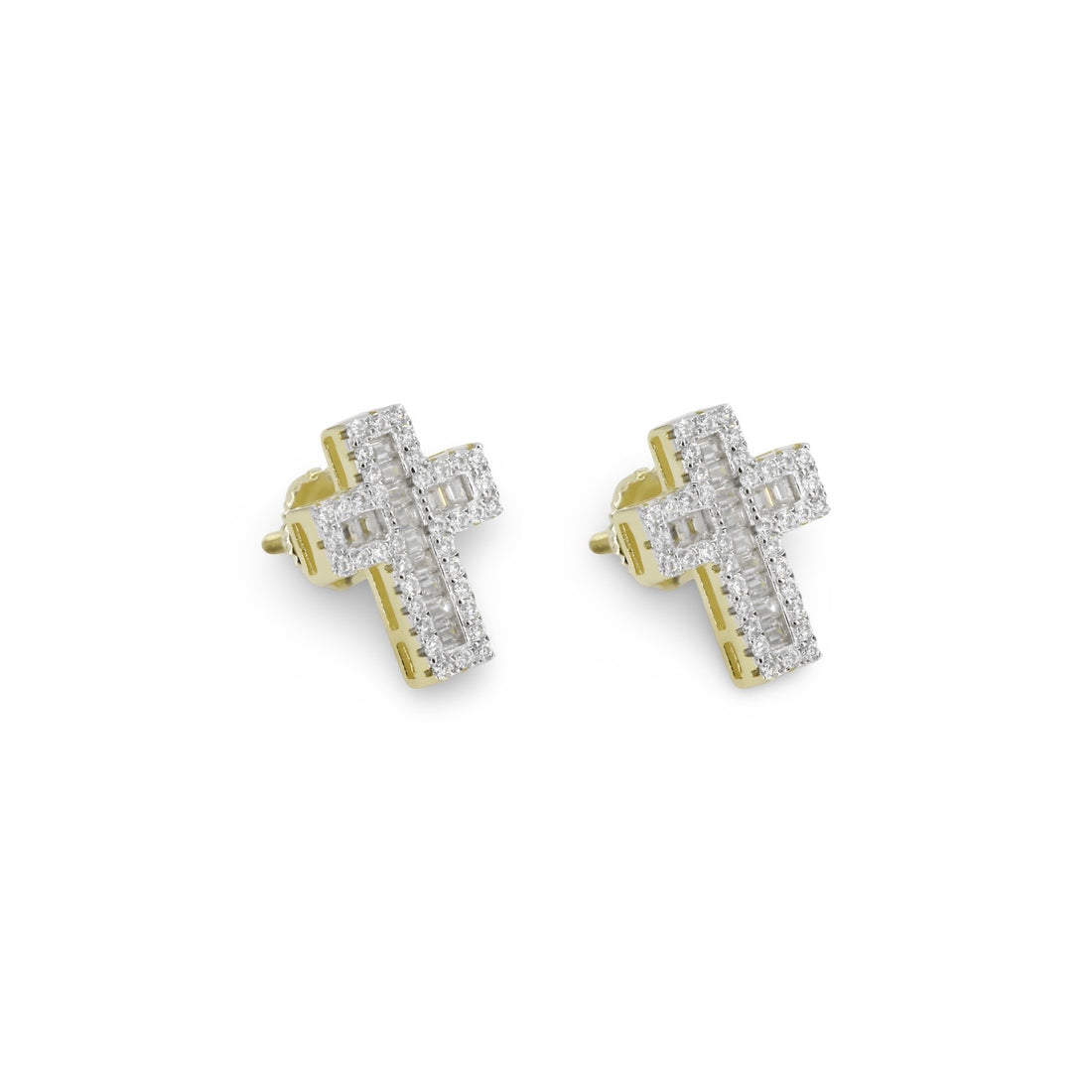 Cross Earrings Baguette Moissanite