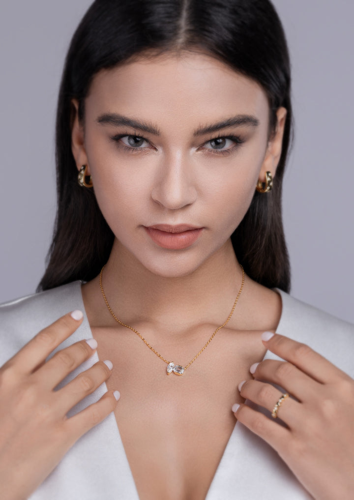 Marquis Radiant Cut VVS Moissanite pendant Set 925 Silver Gold Plated