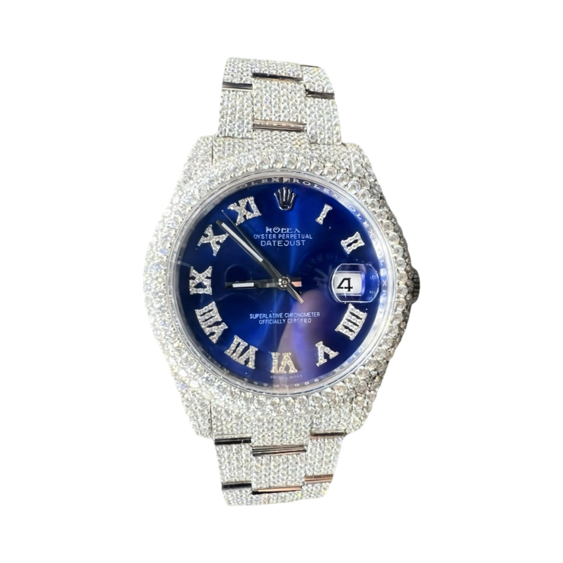 Rolex Datejust Blue Dial Moissanite Watch