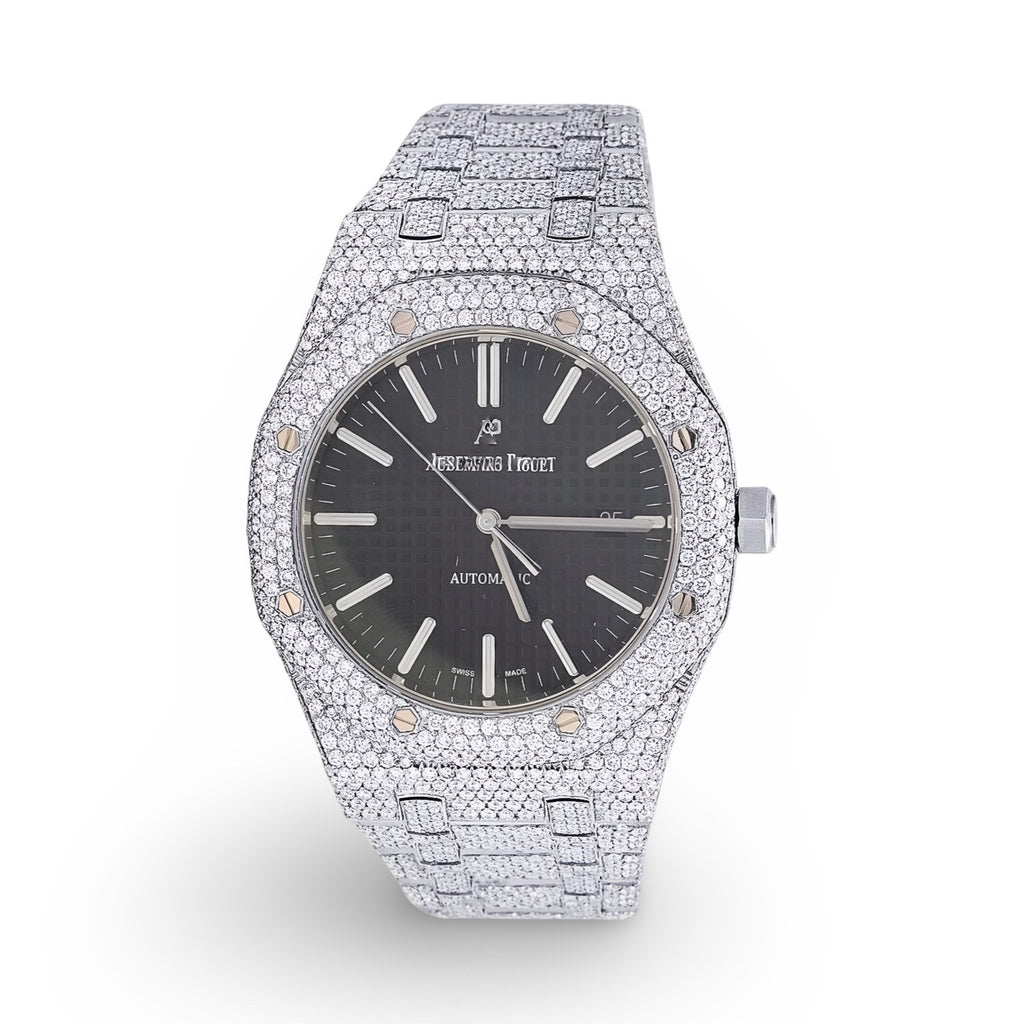 AP Black Dial VVS Moissanite Diamond Watch