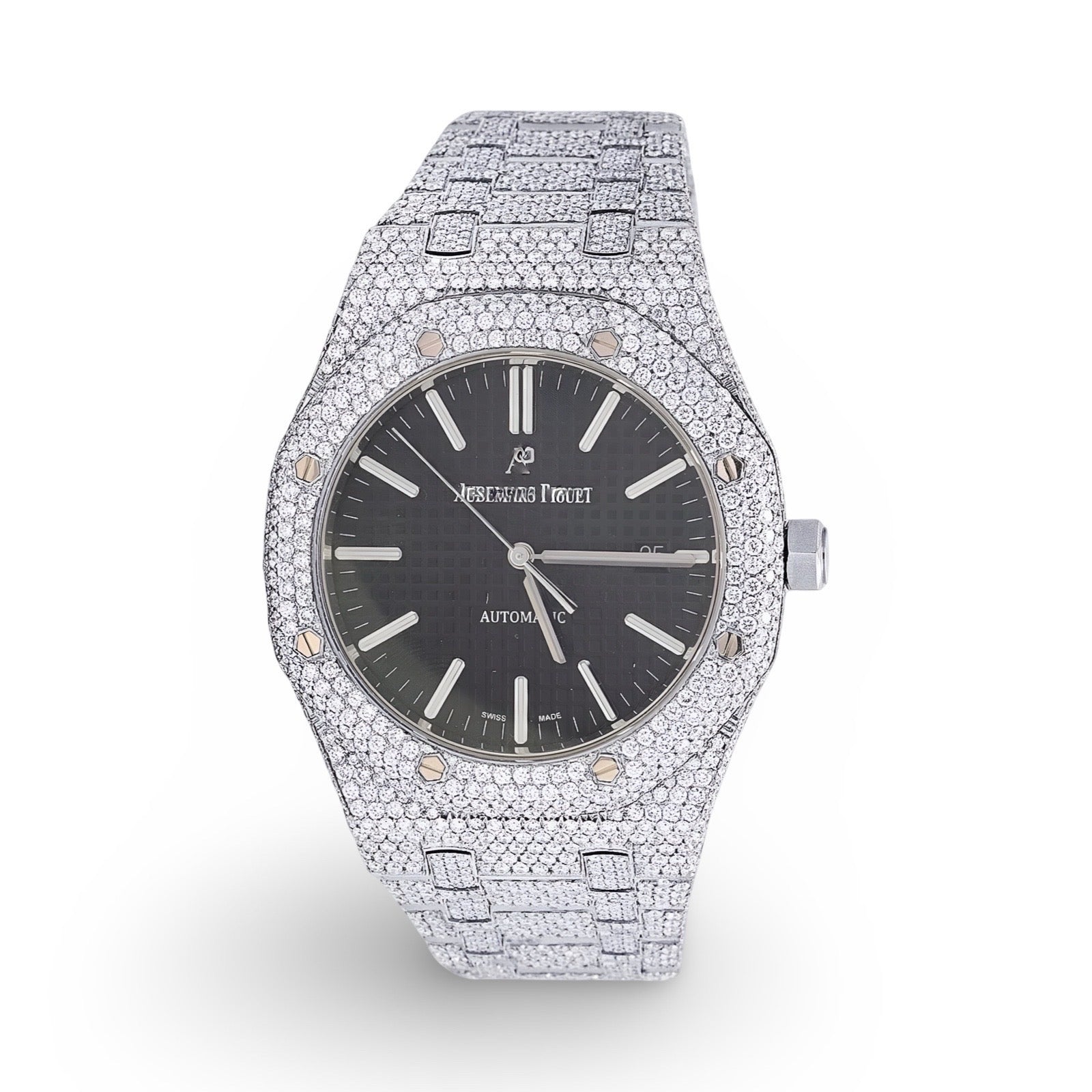 AP Black Dial VVS Moissanite Diamond Watch