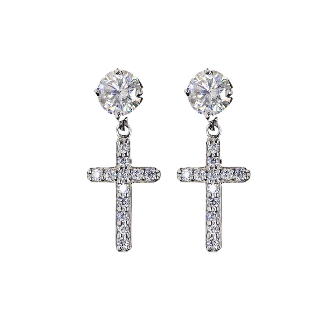 Moissanite Cross Earrings For Men